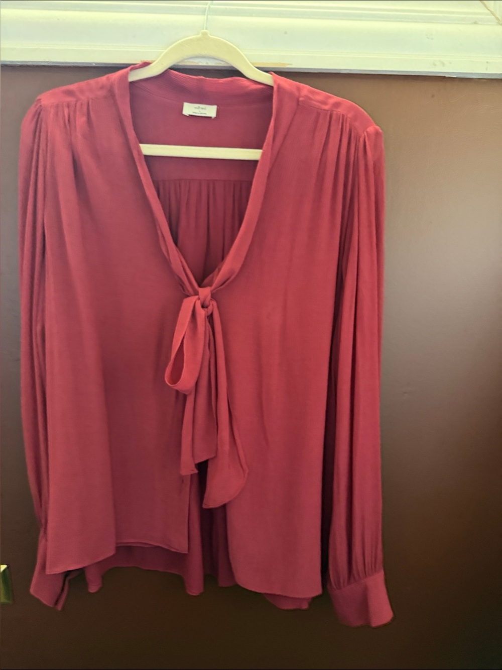 Wilfred Burgundy Tie-Neck Blouse